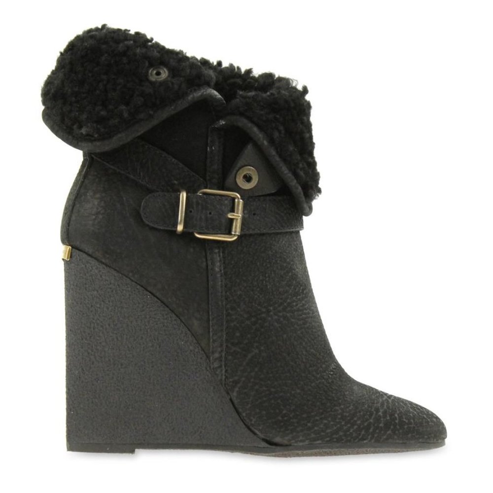 BURBERRY Fowler Shearling Wedge Ankle Boots